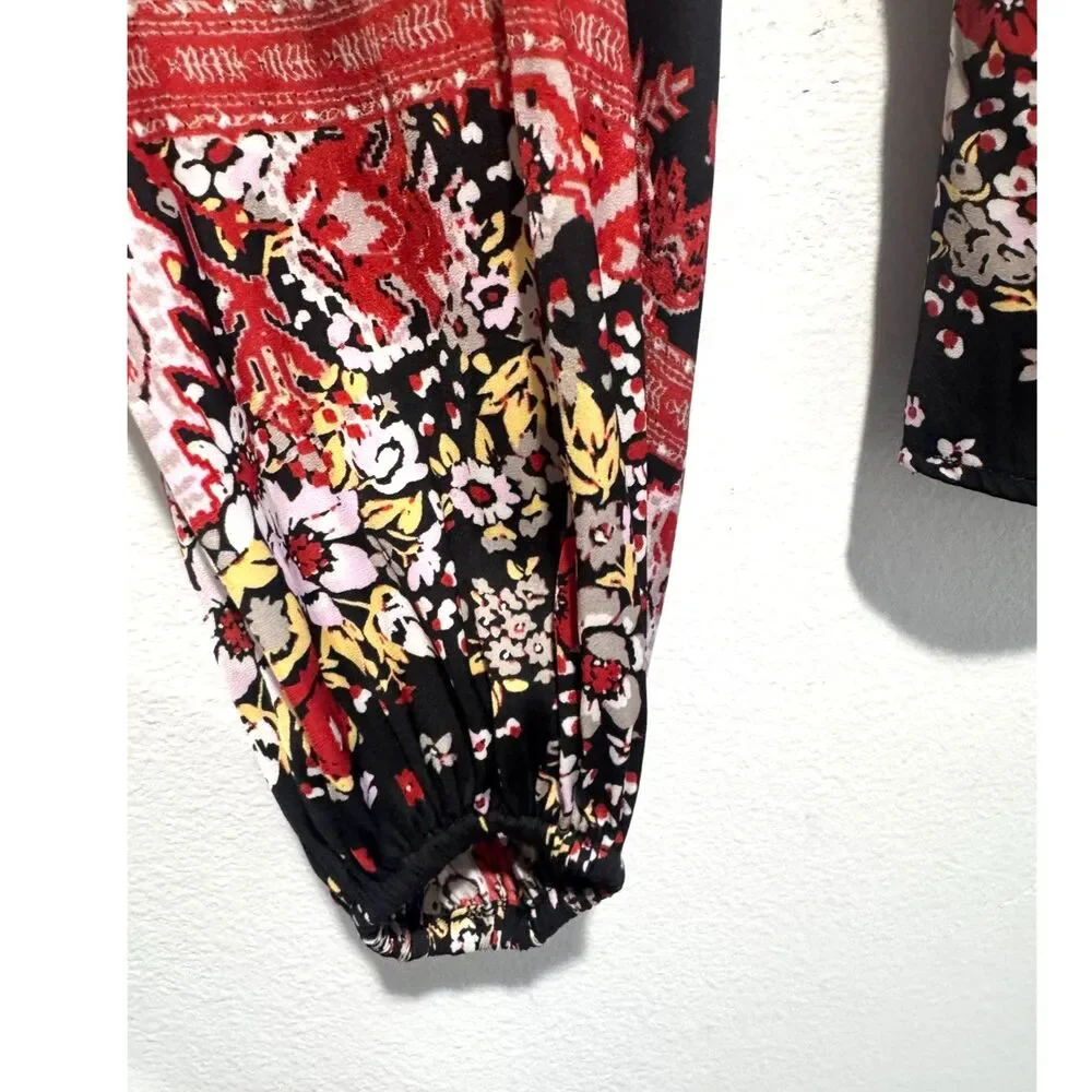 Free People Y2K blouse cropped top floral whimsy goth bohemian casual women S